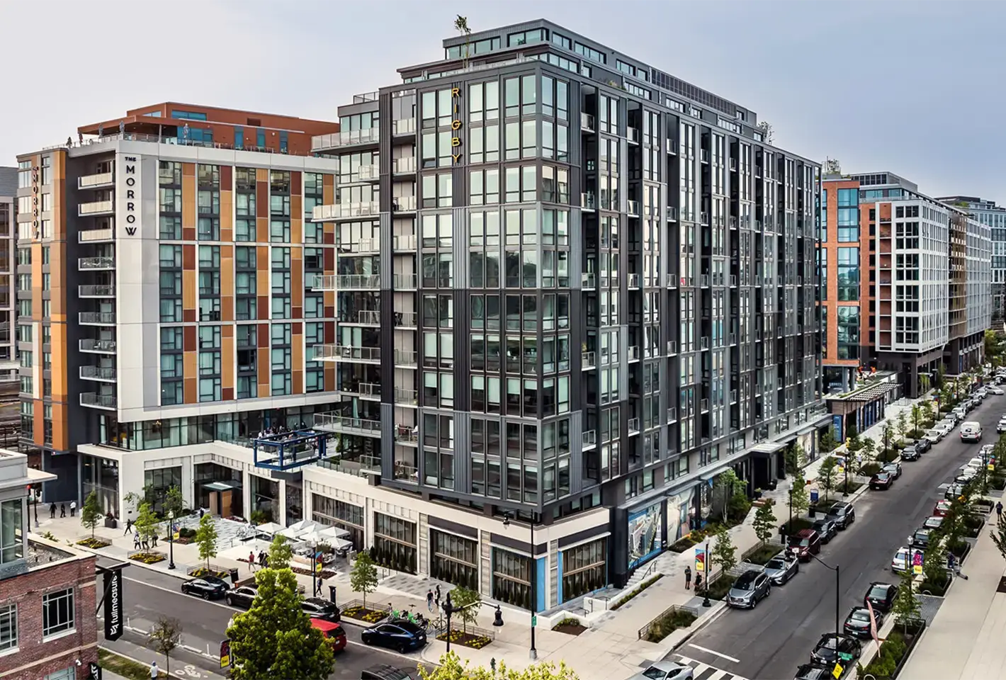 Exterior view of Rigby Market House with unique contemporary design and welcoming entrance